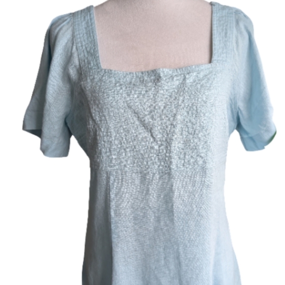 Madewell Square Neck Cutout Mini Dress 100% Linen Light Blue Size 10 NWT - Picture 8 of 13